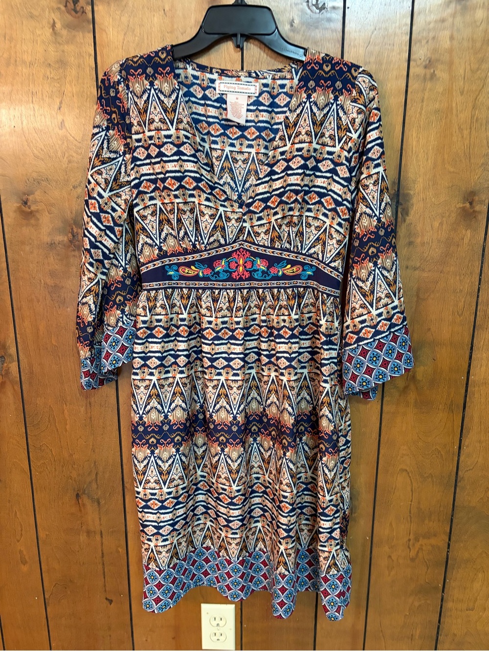 Flying Tomato Navy & Multicolor Boho Midi Dress